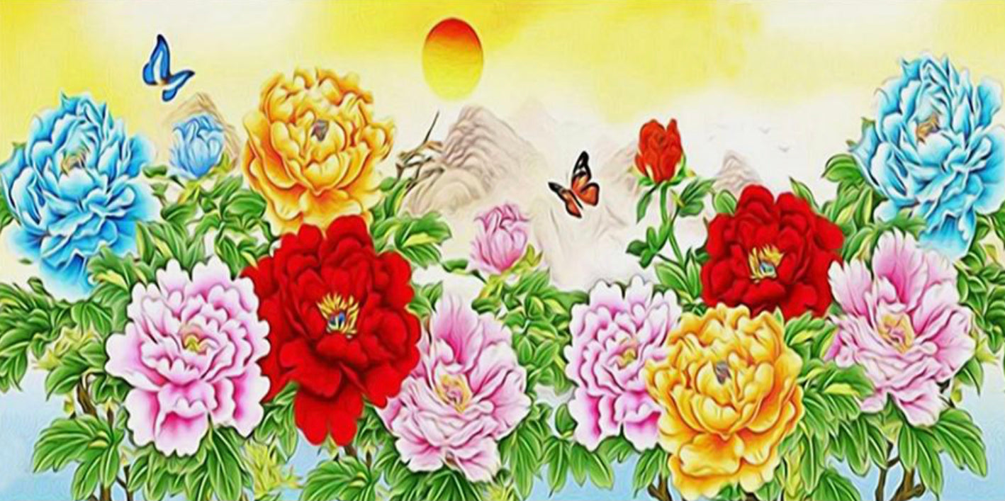BRIGHT & SUNNY FLOWERS - Full Drill Diamond Painting - 80cm x 40cm