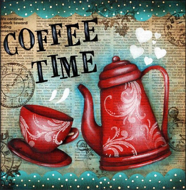 COFFEE TIME - Full Drill Diamond Painting - 30cm x 30cm
