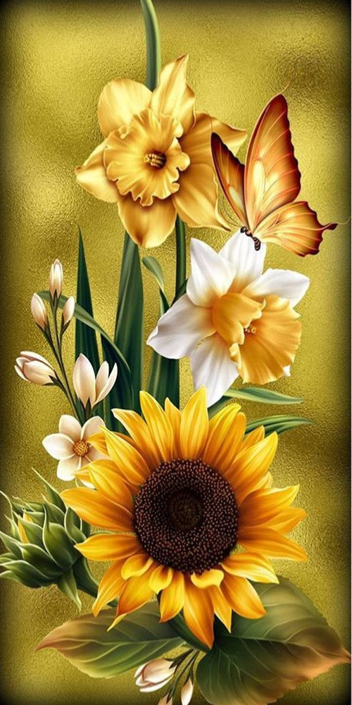 SUNFLOWER & DAFFODILS - FULL Drill Diamond Painting - 40cm x 70cm