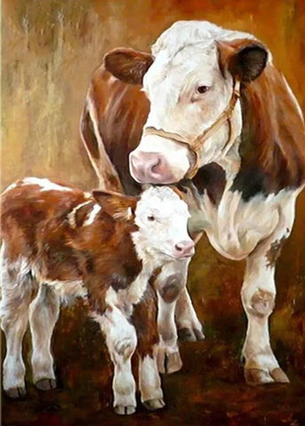 MOTHER COW & HER CALF - Full Drill Diamond Painting - 25cm x 35cm