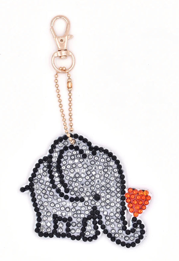 Set of 4 ELEPHANT - Diamond Painting Key Rings