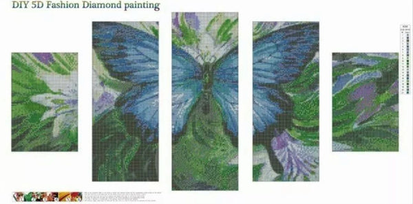 5 Panel ULYSSES BUTTERFLY - Full Round Drill Diamond Painting - 95cm x 45cm
