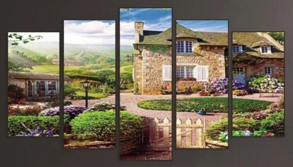5 Panel COTTAGE IN THE COUNTRY - Full Drill Diamond Painting - 95cms x 45cms