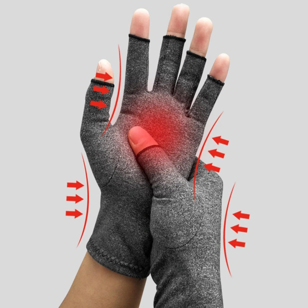 GREY Compression Therapy Gloves Half-finger Hand Wrist Support